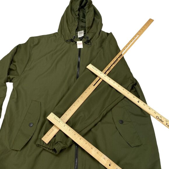 Victoria's Secret PINK Anorak Jacket Womens M Olive Mesh Lined Hooded Full Zip - Picture 4 of 16